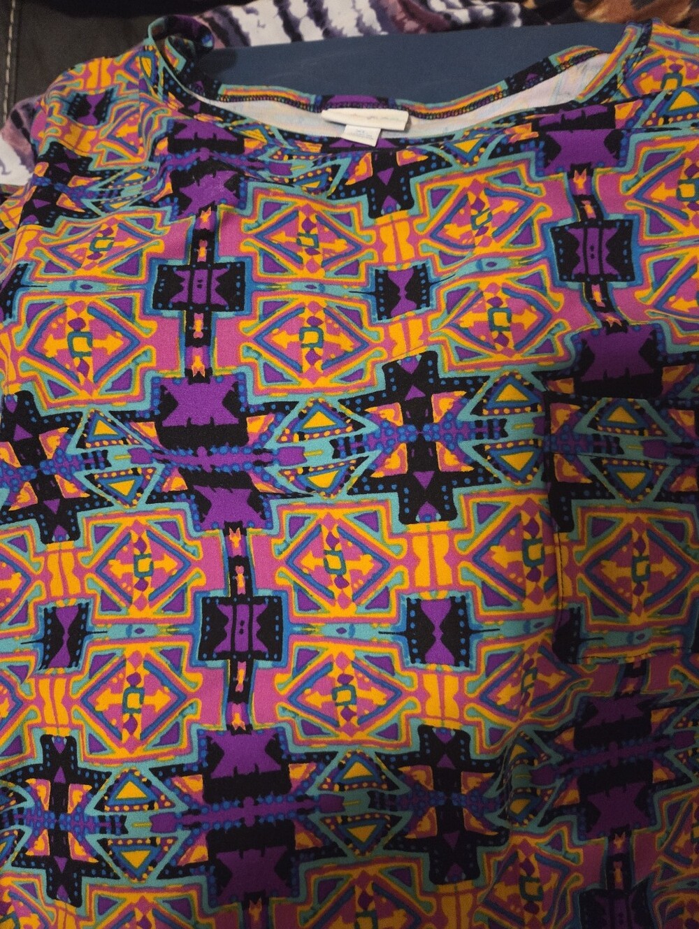Lularoe Vibrant Geometric Print High Low Dress Purple & Orange